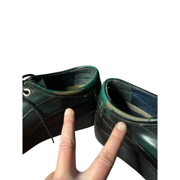 Vintage John Fluevog Creepers Platform Shoes Tie Oxfords Green Brown Size 43 - Picture 10 of 11